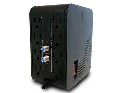 CDP R2C-AVR1008 - Regulador de 1KVA / 500W con 8 terminales de salida: 4 con protección de sobretensión y 4 con protección AVR, incluyendo protección de línea datos