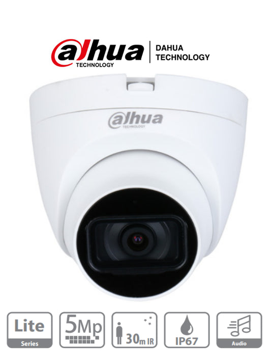 DAHUA HDW1500TLQ- Camara Domo de 5 Mp/ Audio/ Lente 2.8mm/ IR 30M/IP67